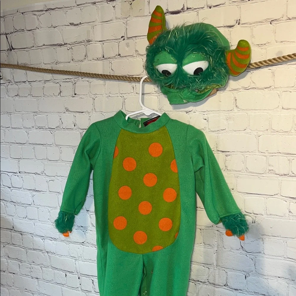 Green and Orange Polka Dot Monster Costume by Baby Boo. Ages 0 and up. 18-24 max